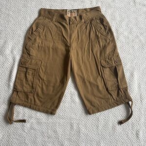 Ablanche Cargo Shorts Mens 30 Brown Y2K Baggy Fit Pockets 100% Cotton